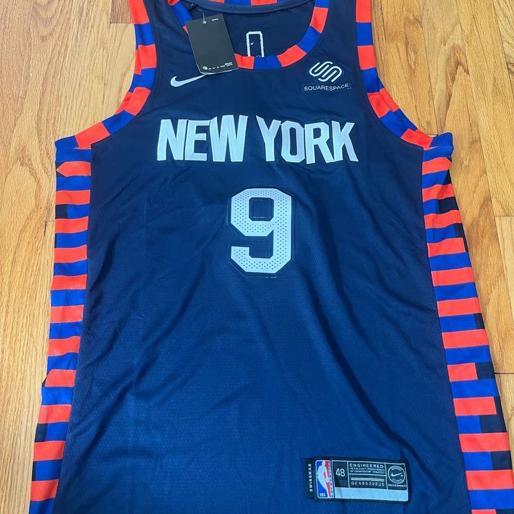 Nike Blue and Orange Men's Basketball Jersey